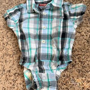 Wrangler Plaid Button-Up Baby Onesie- Newborn
